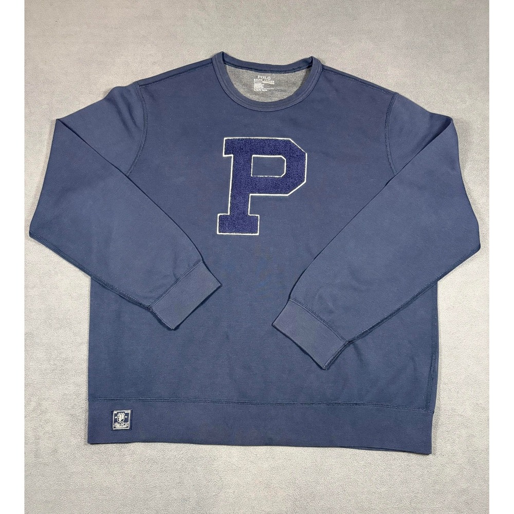 Polo Ralph Lauren Sweatshirt Mens XL Blue Performance Varsity P Patch